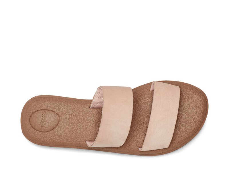 Sanuk Yoga Gora Leather Women's Flip Flops Rose | Canada 7YXF